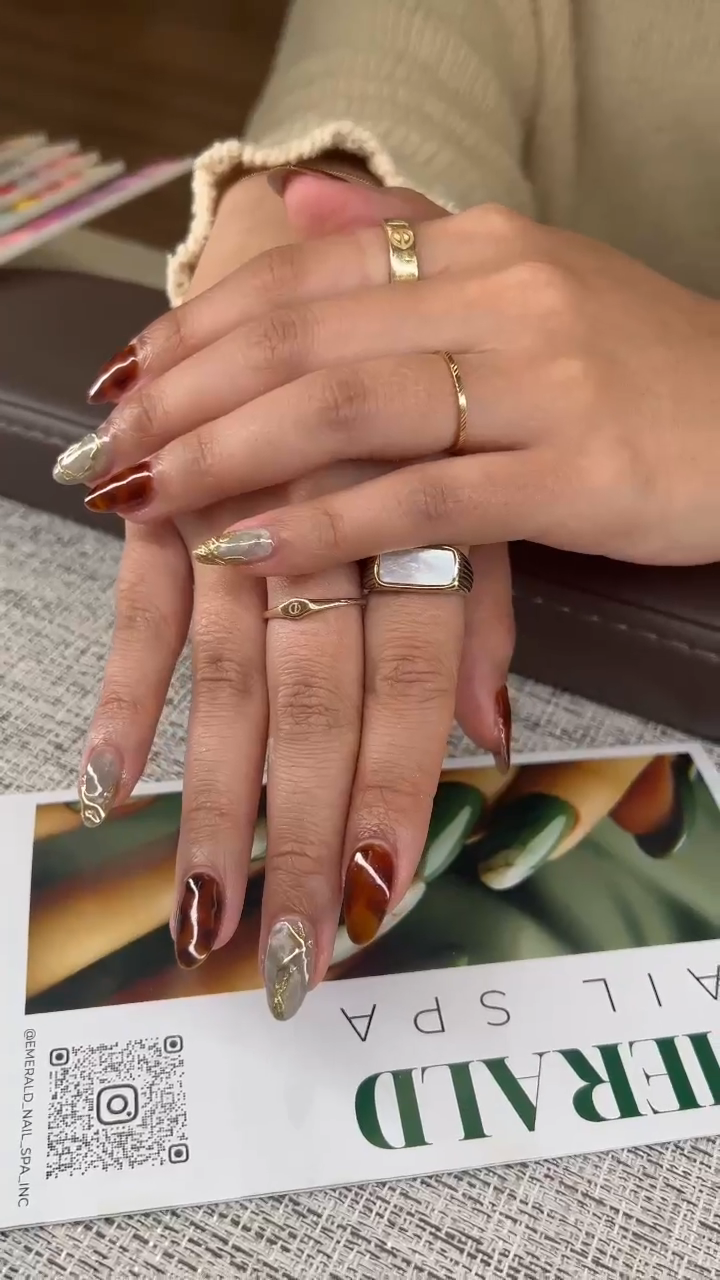 Custom nail design with artistic elements